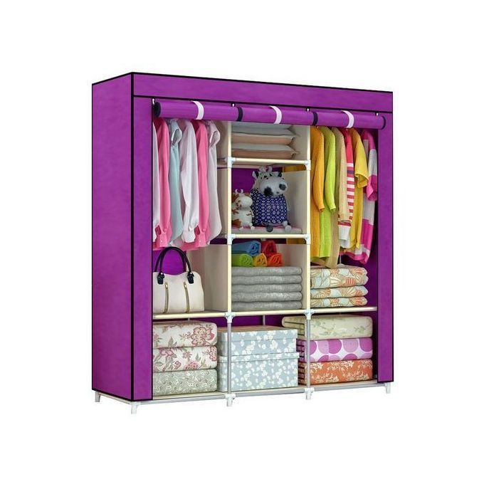 HOMMY 3-Column Portable Wardrobe – Purple Elegance Meets Practical Storage