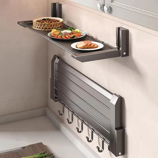 1pcs Punch-Free Wall-Mounted Folding Kitchen Rack