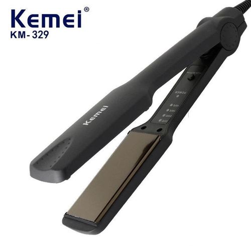 Kemei KM-329 Professional Hair Straightener - Adjustable Temperature Flat Iron - Wet & Dry Use - EU Plug