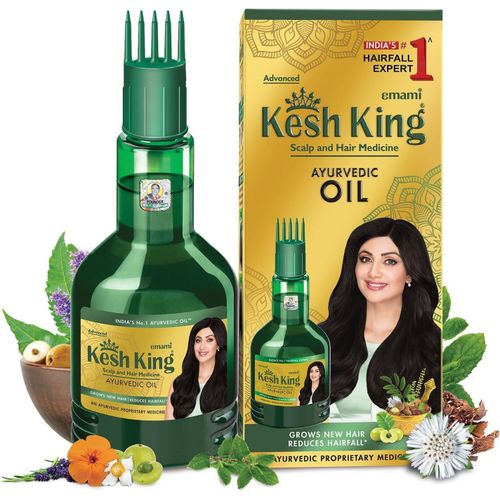 Kesh King Ayurvedic Hair Oil. Grows New Hair Faster, Reduces Hair Fall, Regrows hair, Eliminate Dandruffs, Protect hair Against Damage, Adds hair Volume, Shine & Moisturizes
