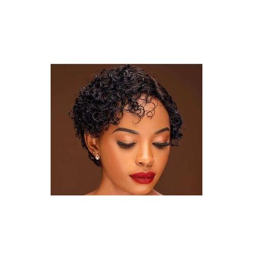Short water curl human hair wig