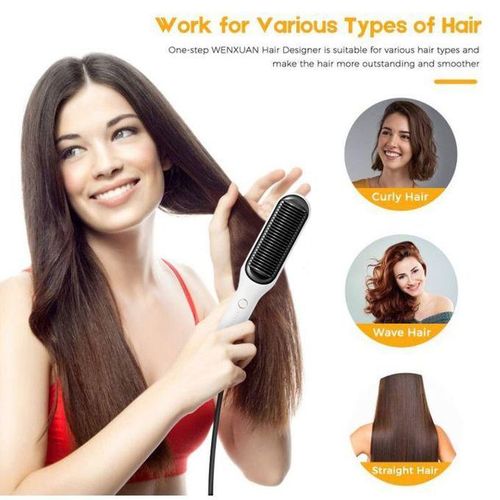 Multi-Functional Electric Blowdry Hair Straightener Dryers Curler Hot Comb Brush White