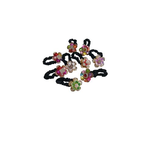 6 Pieces High Elastic Rubber Band With Shiny Crystals For Women