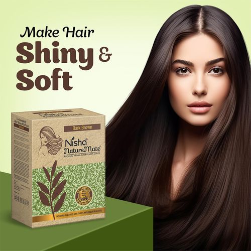 Nisha Nature Mate Natural Henna Hair Dye Color, Permanent Brown Hair Dye, 100% Grey Coverage Dark Brown, 60gm