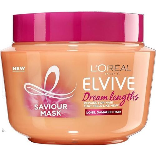 L'Oréal Elvive Dream Lengths Saviour Mask with Vegetal Keratin, Vitamins and Castor Oil, Suitable for Long Damaged Hair - 300ml