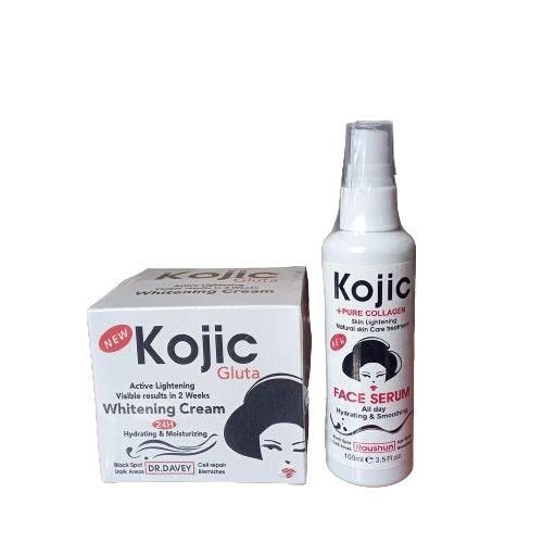Creams Lab dr davey KOJIC GLUTA Face Cream + Roushun KOJIC & PURE COLLAGEN Face Serum. Moisturizes, Smooths.