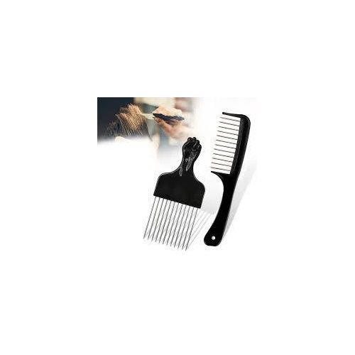 Metal Afro Comb/Pick Comb + Wide Toothed Comb