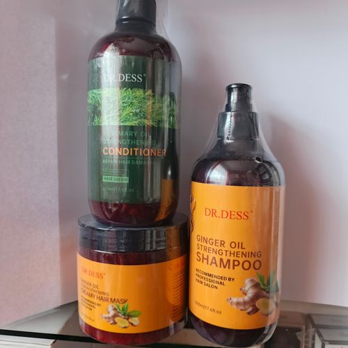 Ginger oil shampoo, strengthening & Ginger oil Creamy Hair mask & Rosemary oil conditioner