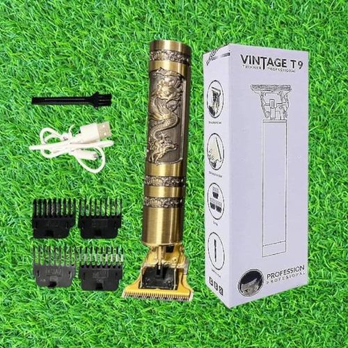 Vintage Comfortable Non-Slip Metal Engraved Body Metallic Dragon T9 Hair Clipper Trimmer Shaver