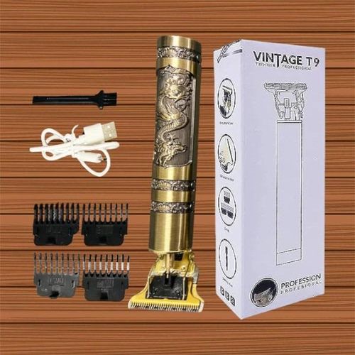 Vintage T9 Dragon portable Usb Rechargeable Hair Clipper/Shaver -Gold