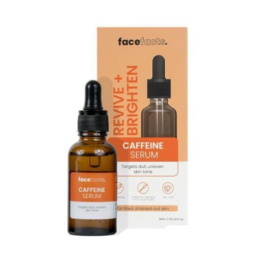 FaceFacts Revive & Brighten Caffeine Facial Serum. Hydrates, Glows, Brightens, Remove skin dullness, Make skin younger, Evens the skin complexion and Energizes