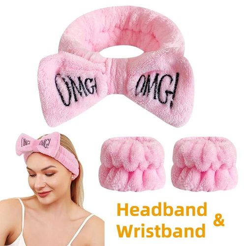 3 Pcs Face Wash Headband and Wristband Set, Spa Headband Makeup Skincare Headbands Wrist Towels Wrist Bands for Washing Face