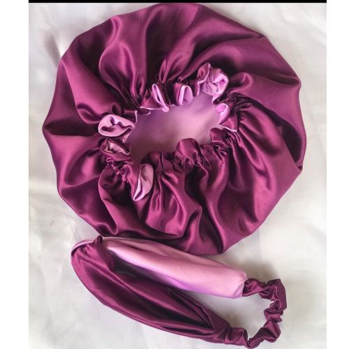 A D Fashion Style Reversible Satin Bonnet + Headband Set