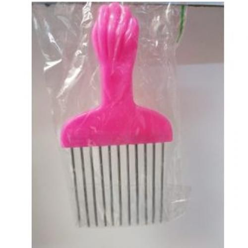 Afro Metal Comb Wide Toothed Comb - Pink