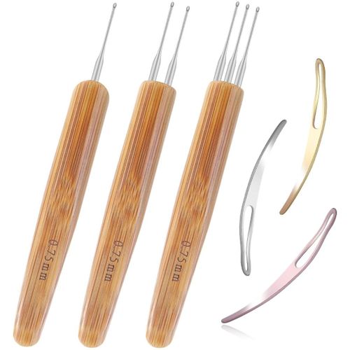 6PCS Dreadlock Crochet Hooks for Hair, Durable 0.75mm Dreadlock Crochet Needle with Interlocking Tool for Locs, Excellent for Maintaining Real Dread Loc