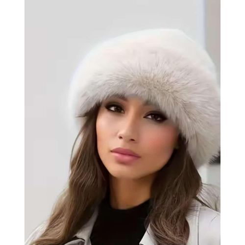 Beauty Fur Winter Style Y2K Trendy Hat WHITE