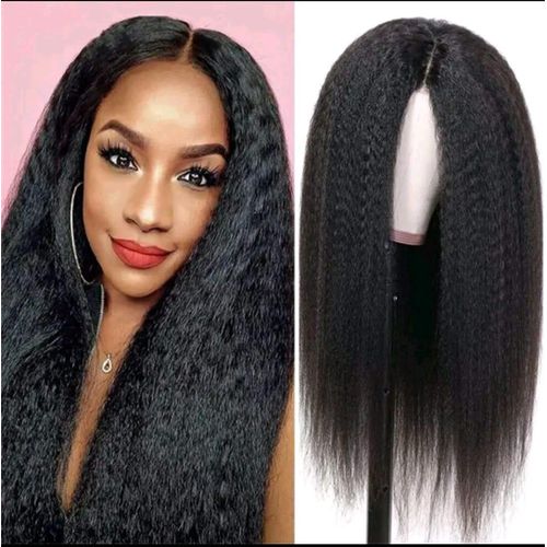 Women Synthetic Natural Smooth Long Black Hair Wigs Synthetic Kinky Straight Wigs