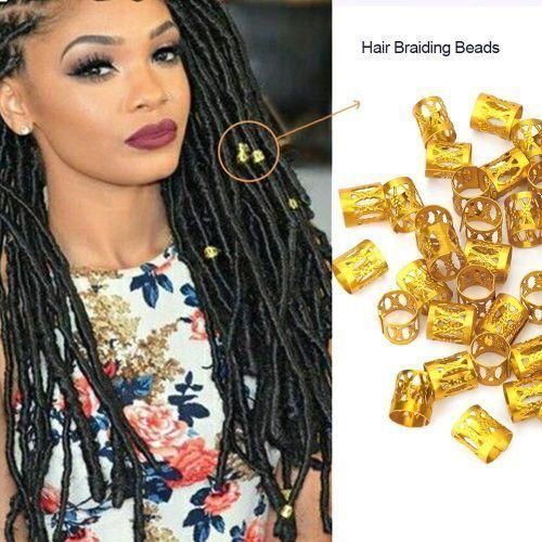 50pcs Adjustable Hair Braid Beads Rings Cuff Metal
