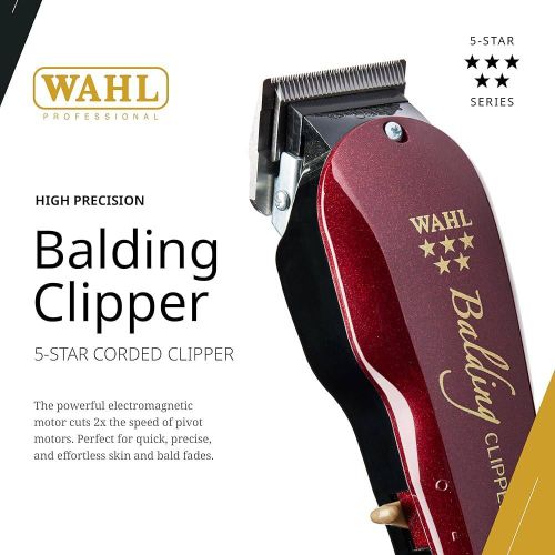 Wahl Original Professional 5 Star Balding Clipper, Corded V5000 Electromagnetic Motor, for Ultra-Close Trimming