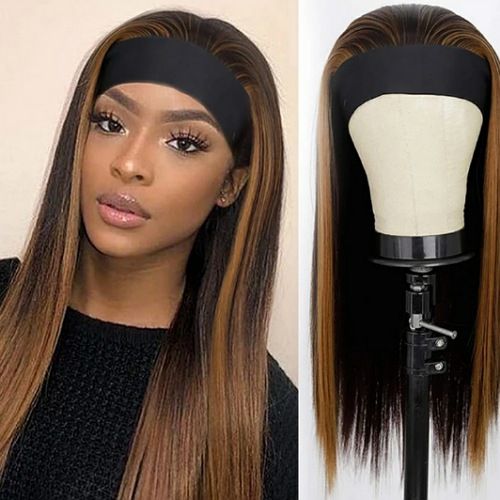 18" Straight Ombre Gold Headband Wig +Free Gift Inside!