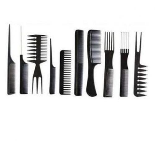 10 Pcs Black Hair Styling Plastic Combs Set.
