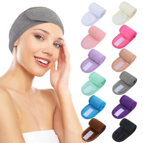 Spa Facial Headband 2 Pcs, Microfiber Headbands, Non-slip Adjustable Stretch Washable Coral Fleece Make Up Head Wrap With Magic Tape For Face Washing, Shower, Mask, Yoga, Sport