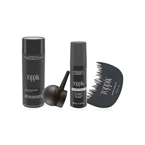 Toppik Fibres Full Kit- (27.5g Dark Brown + Holdspray + Applicator Pump + Hairline Comb) USA