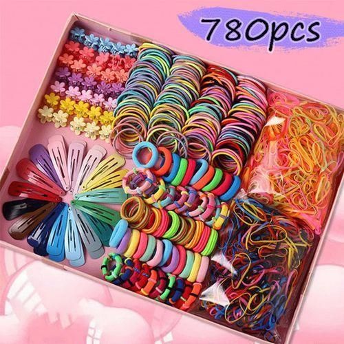 780 Pcs Girls Hair Accessories Set Hair Rubber Band Clips