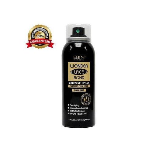 Ebin Wonder Lace Bond Adhesive Spray - Supreme (Extreme Firm Hold), 2.7 Fl. Oz./ 80ml -Fast Drying, No Residue, No Build Up, Powerful Hold, All-Day Hold, Daily Wig Application
