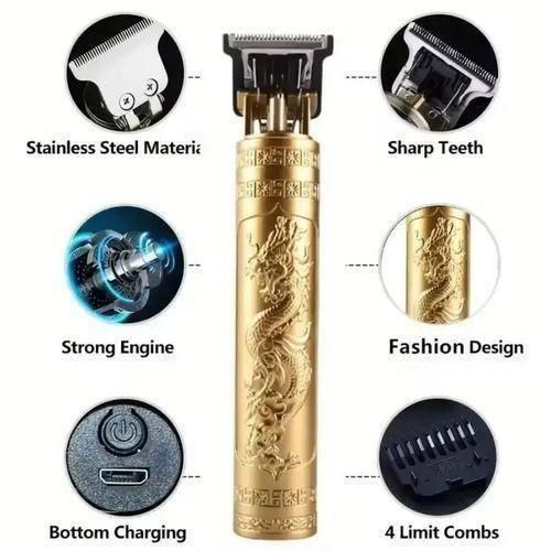 Vintage T9 Golden Dragon Rechargeable Electric Hair Clipper Trimmer Cutting Machine