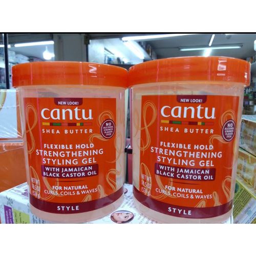 Cantu Shea Butter Flexible hold strengthening styling gel with jamiaican black castor oil For Curls ,Coils & Waves -524g