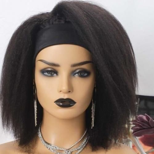 Semi human kinky straight headband wig