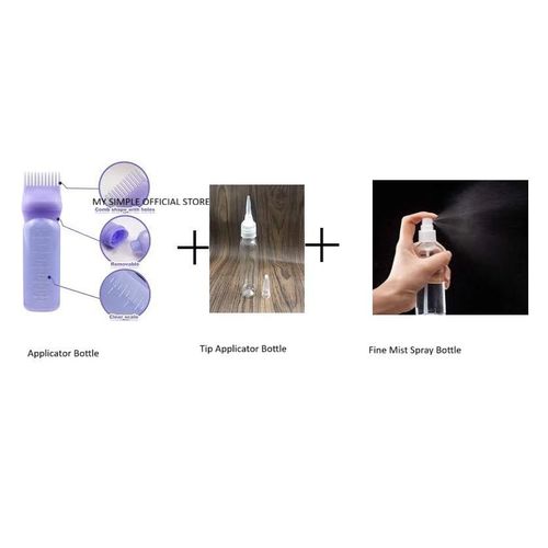 Root Applicator Bottle + Tip Applicator Bottle + Fine Mist Bottle