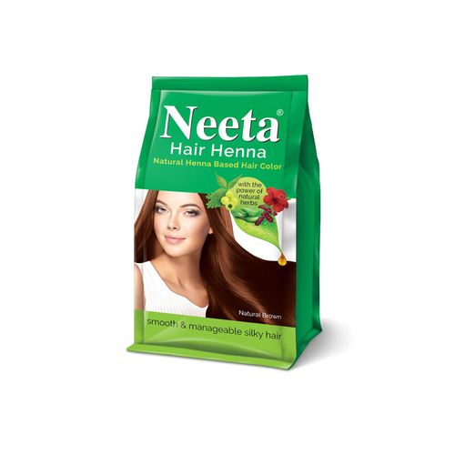 Neeta Henna Powder for Hair with 5 herb, Natural Hair Color for Smooth, Silky Shine, Henna Powder for Hair, 125g, Henna-Based Hair Color with Amla, Shikakai, Heena, Aloe Vera & Hibiscus for Smooth, Silky Hair, Adds Shine, Natural Brown, 125gm