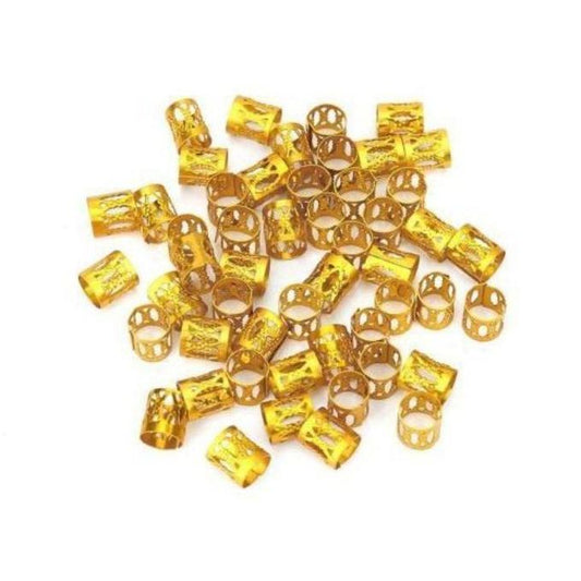 Adjustable Hair Braid Beads Rings Cuffs – Gold Metal (50pcs / 100pcs)