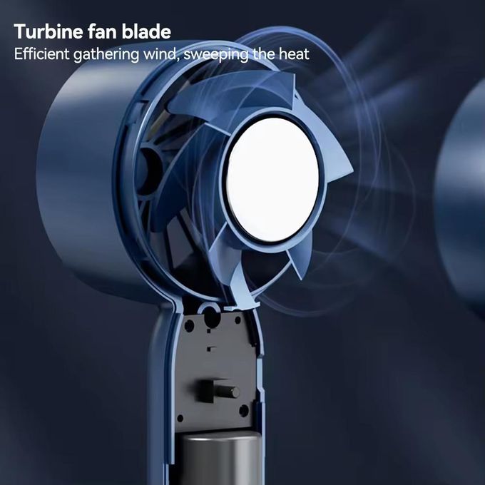 Portable Outdoor Mini Fan with Mobile Phone Stand – USB Rechargeable (Blue Version)