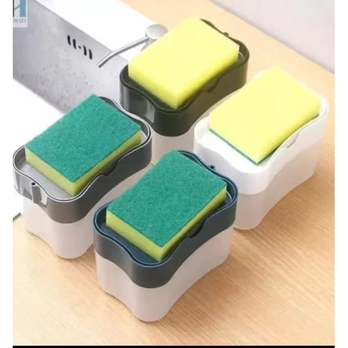 2 in 1 Dish Soap Pump Dispenser and Sponge Holder for Kitchen Sink