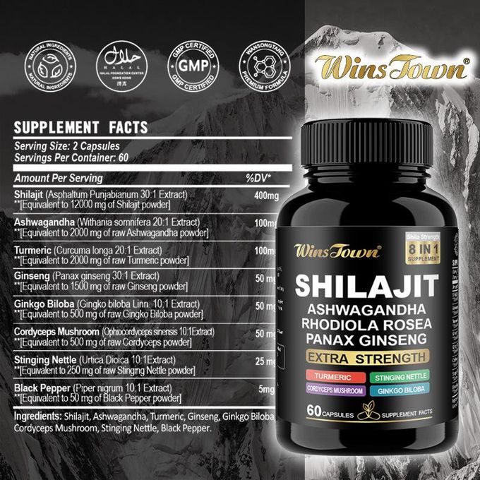 π₯ LIMITED DEAL β Wins Town Shilajit Extra Strength 60 Capsules | Boosts Energy + Builds Stamina + Sharpens Focus | KSh 2,999