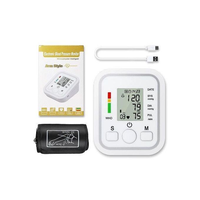 Electronic Digital Arm Blood Pressure Monitor + USB Cable