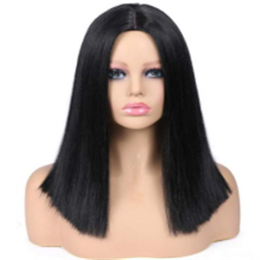 Women’s Short Straight Bobo Head Wig – High Temperature Silk Fiber
