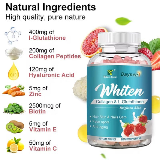 Daynee Glutathiones Collagen Whitening Gummi acne freckle smooth skin hair healthcare supplements Whiten Gummies