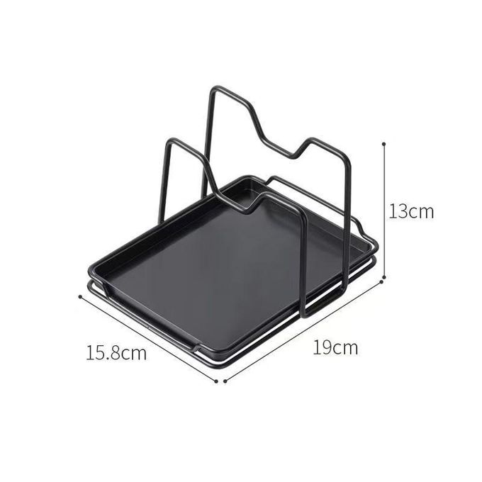 KnMn 2-Tier Pot Lid Holder & Cutting Board Organizer with Draining Tray