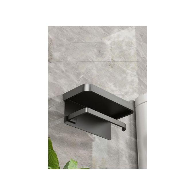 KnMn Metal Toilet Paper Holder with Shelf – Black