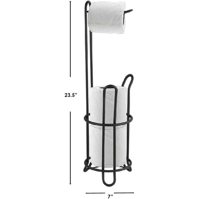 Simple Black Metal Heavy Duty Toilet Paper Holder with Dispensing Top