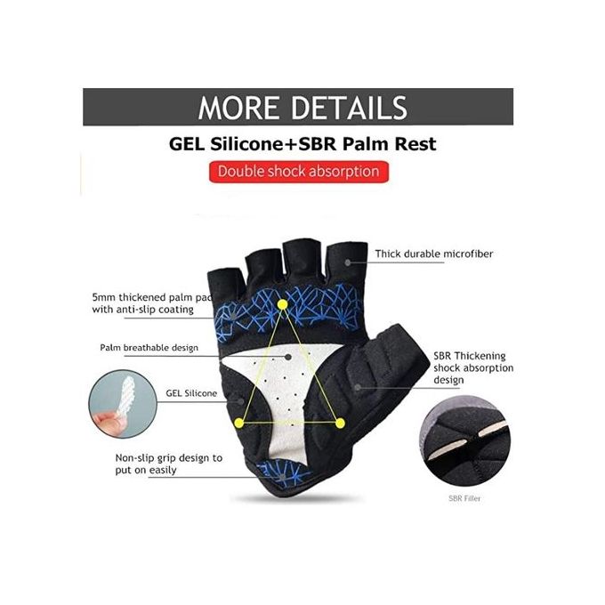 Gym Weight Lifting Cycling Riding Gloves - Black