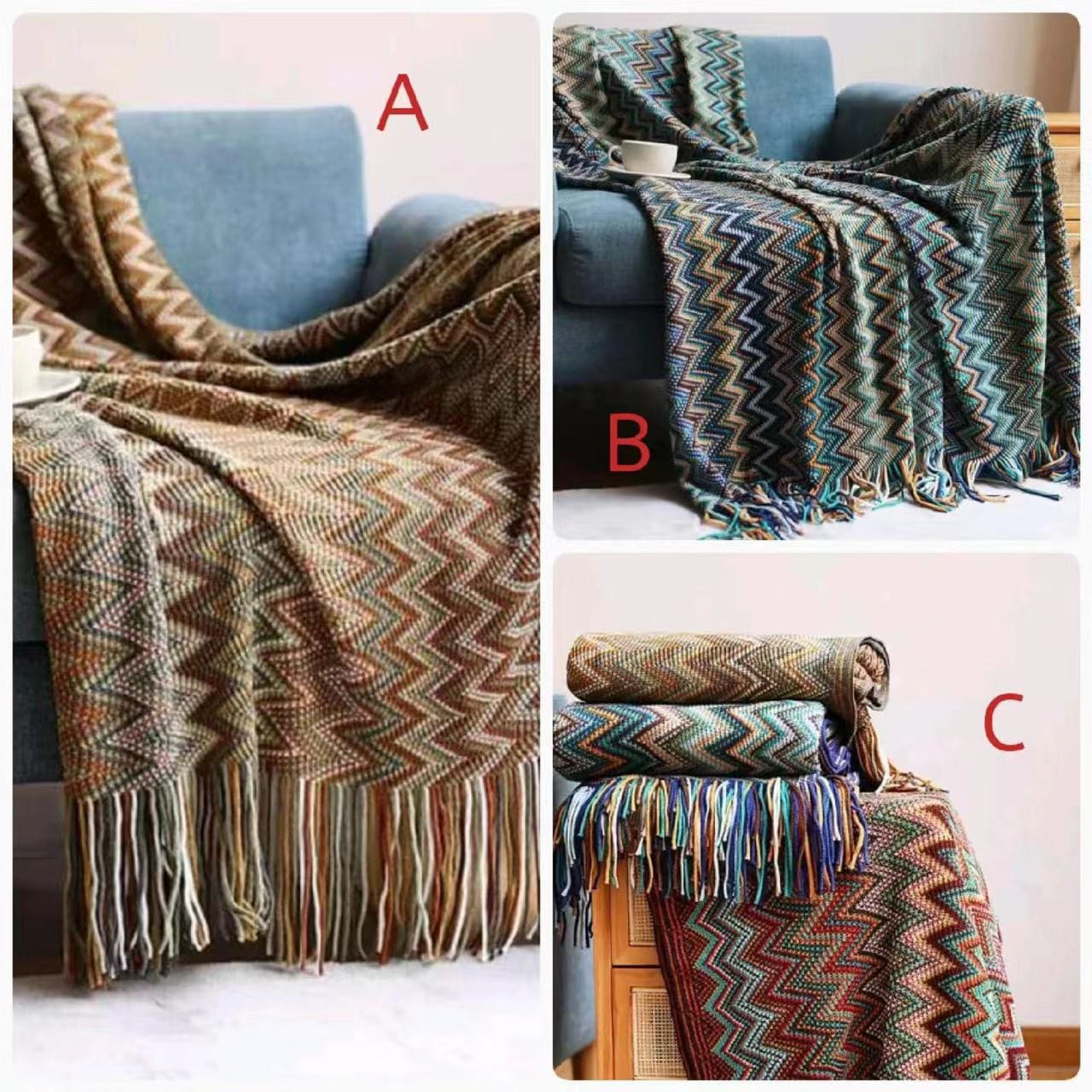 Stripped knitted throw Blankets