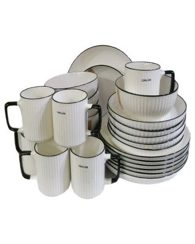 24pc dinner set with black rim