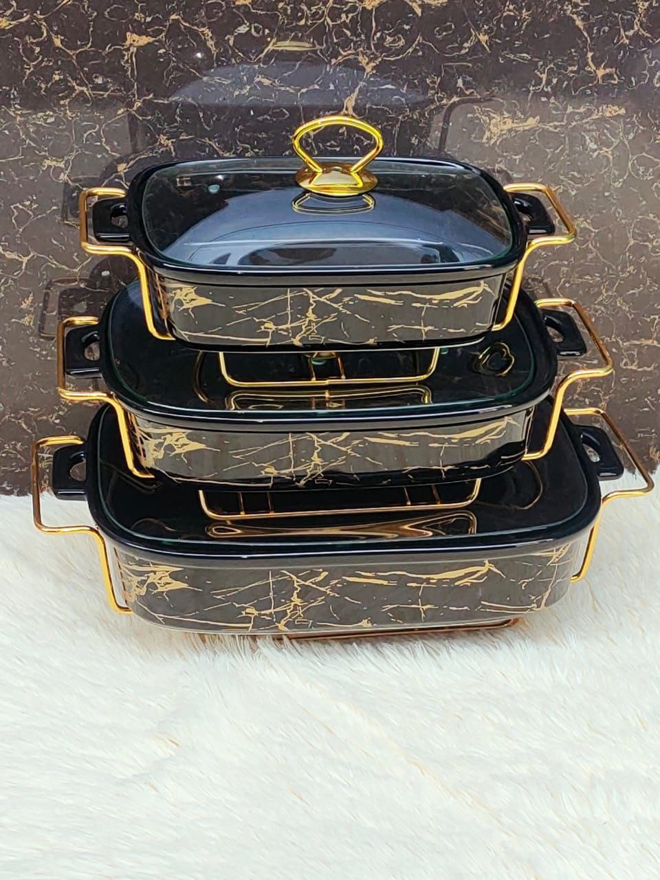 3pc ceramic serving dish set