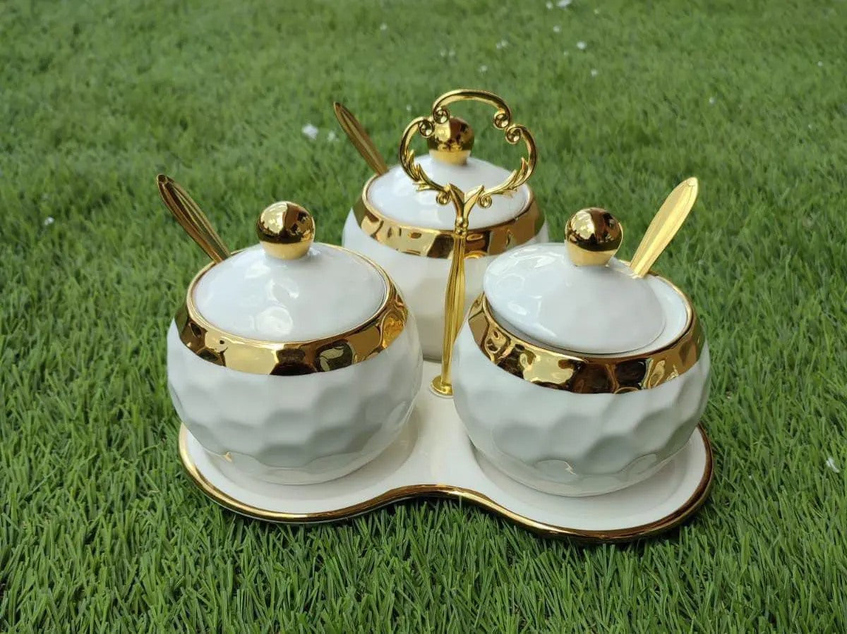 4pc ceramic sugar dish set