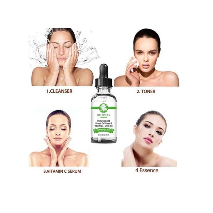 Dr. Davey Hyaluronic Acid Facial Serum with Vitamin C&E, Rosehip Oil & Green Tea (30ml)